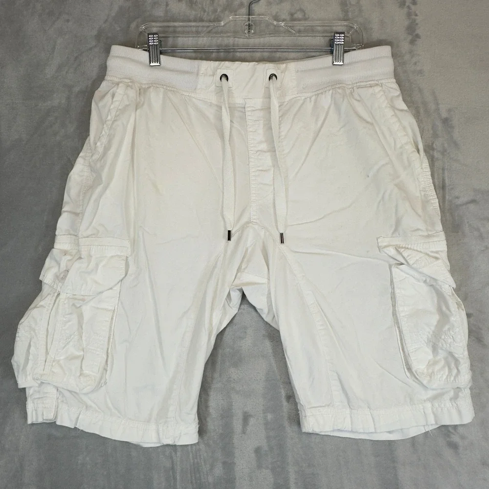 Southpole Authentic Collection Cargo Shorts Men's XL White Elastic Waist Y2K